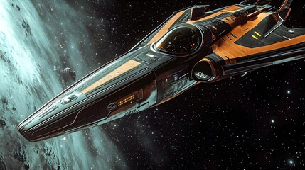 Futuristic Spaceship Navigating Through the Vast Expanse of the Cosmic Darkness