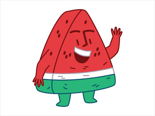 Watermelon fruit colorful kids children cartoon character juicy fresh expression emotion face design icon set