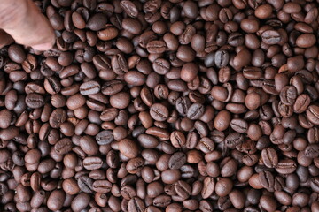 Roasted coffee beans for background