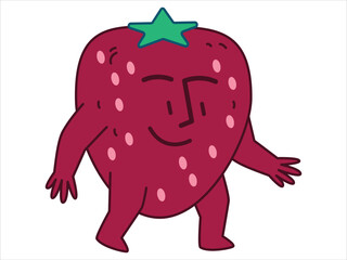Strawberry expressive cartoon kids children colorful character fruit fresh natural berry design icon set