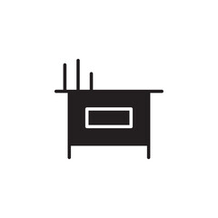 Teacher desk icon Flat line illustration