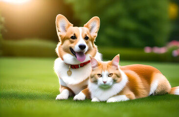 Corgi in a green meadow