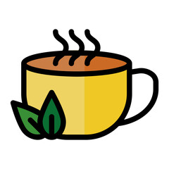 tea cup icon in Color Lineal Color. Flat Outline style