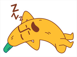 Sleepy banana character fall asleep children kids cartoon drawing colorful art design icon set