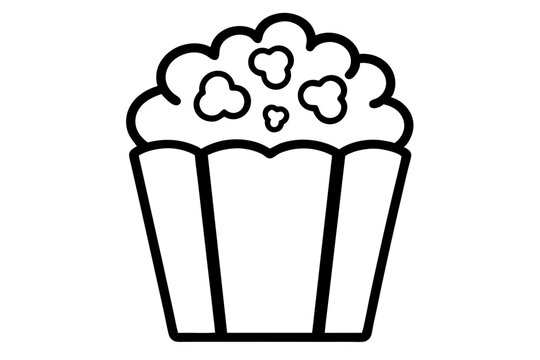 recommend clip art: Popcorn line art illustration | isolated vector silhouette illustration on white background