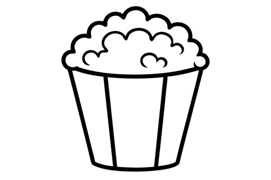 recommend clip art: Popcorn line art illustration | isolated vector silhouette illustration on white background
