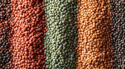 Colorful Lentils Background  Green  Red  Brown  Yellow  Close up Texture