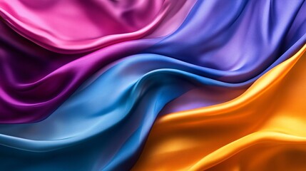 Obraz premium Smooth, vibrant, and silky fabric in purple, blue, and yellow shades.