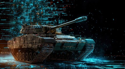 A computer generated image of a tank with a blue background