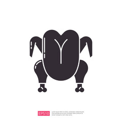 A stylized illustration of a whole roasted chicken, emphasizing its shape and features in a minimalist design.