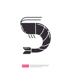 This image features a stylized shrimp design, likely intended for use in food-related graphics or branding.