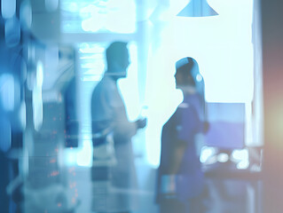Soft focus photograph of doctor and patient in consultation, conveying sense of care and professionalism in medical environment. blurred background enhances emotional connection