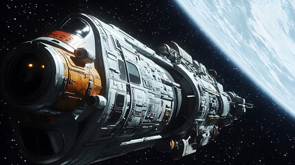 Close up Shot of a Futuristic Spaceship with Clear Space for Big Text