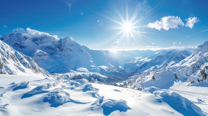Breathtaking Winter Mountain Scene with Clear Skies