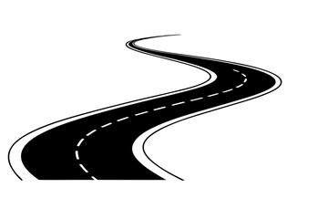 Curved road | isolated vector silhouette illustration on white background