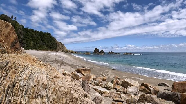 Scenic Coastal Landscape at Monro Beach, West Coast, South Island &ndash; A Hidden Gem of New Zealand