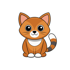 Fototapeta premium Kawaii Cat Drawing on Clean White Canvas