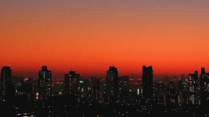 Obraz premium Dusk Cityscape with Skyscrapers and Vibrant Colors