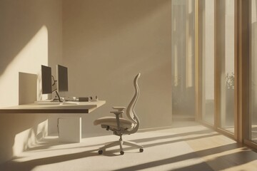 Minimalist Office Design with Modern Desk and Chair