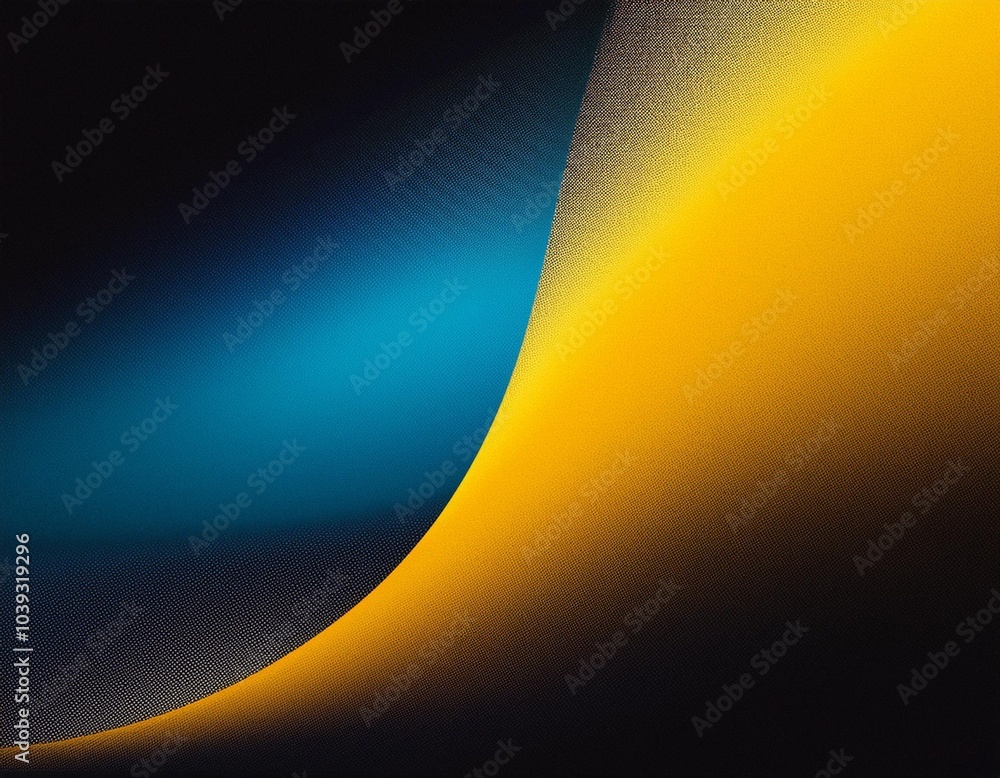 Poster stylish blue and yellow gradient background with a curved shape and textured effect, ideal for addin