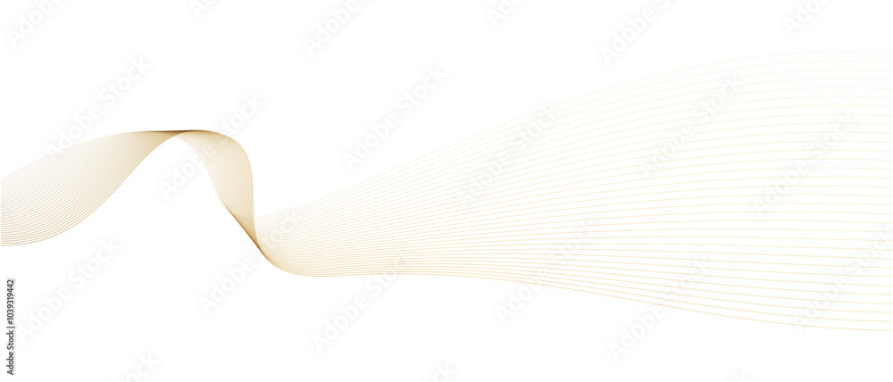 Aufkleber Abstract vector wavy lines flowing smooth curve gold gradient color on transparent background in concept of luxury, technology, science, music, modern.