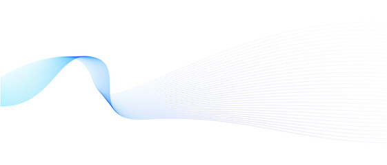 Abstract vector wavy lines flowing smooth curve colorful gradient purple blue on transparent background in concept of technology, science, music, modern.