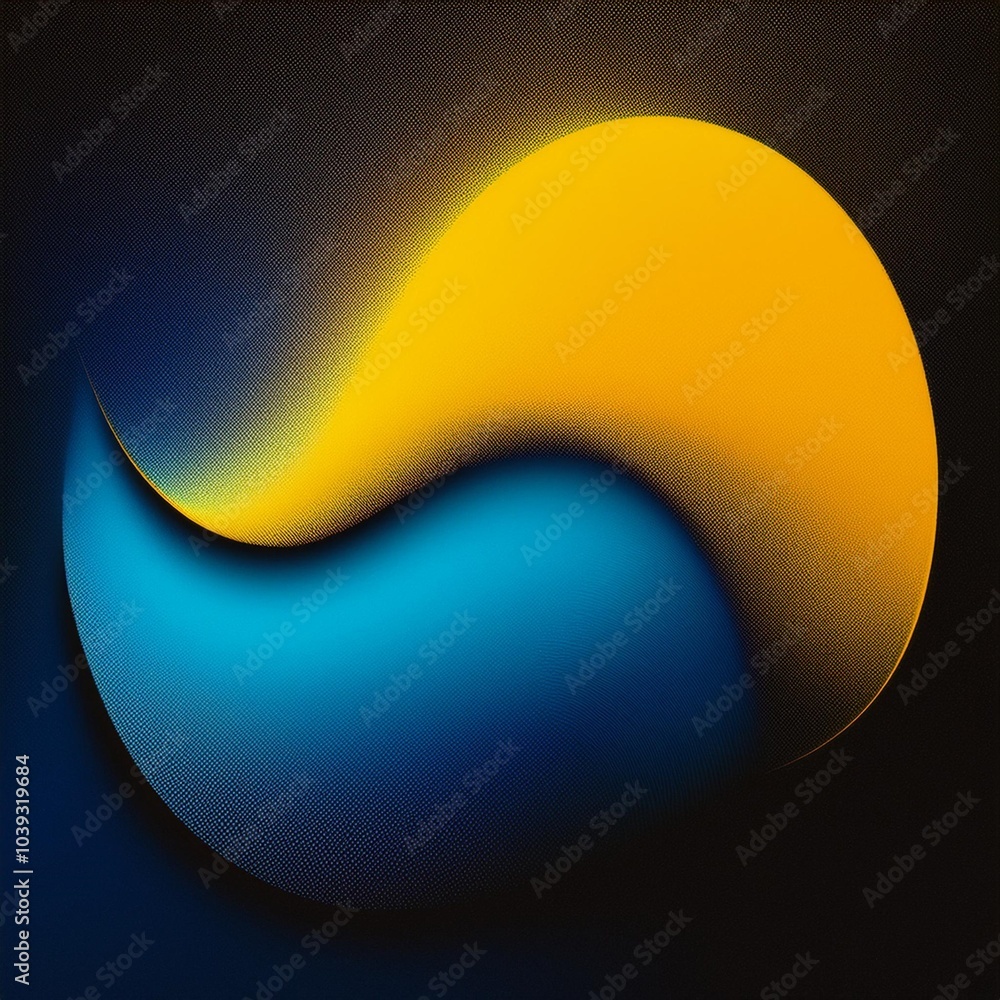 Poster dynamic blue and yellow gradient background with a curved shape, suitable for adding a touch of ener