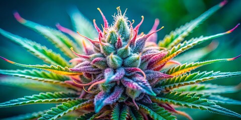 A vibrant floral bud bursts with color, showcasing the intricate details of its growth and delicate structures.