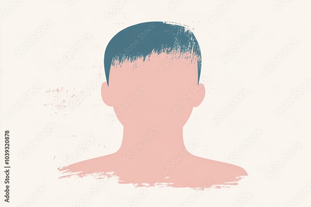 Poster abstract representation of a person with simplified features in a pastel color palette