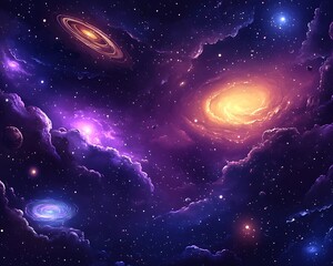 Fototapeta premium Colorful space Spiral galaxy cloud nebula. Stary night cosmos. Universe science astronomy