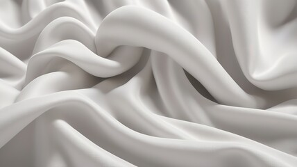 Obraz premium Close-up view of white fabric fibers, featuring smooth textures captured in a detailed 3D rendering.