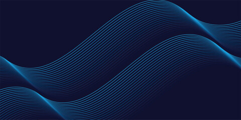 Abstract glowing wave lines on dark blue background. Dynamic wave pattern.