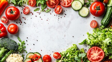 Fresh Vegetables Border on White Background   Food Photography