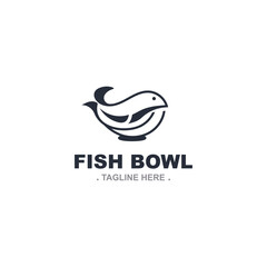 Fish bowl logo design, restaurant logo symbol minimal illustration design template