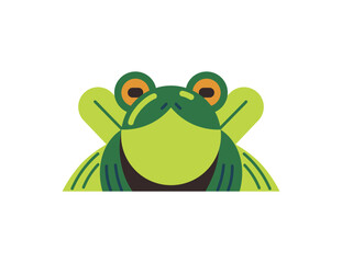 Cute green frog icon. Funny froglet in cartoon style. Happy little froggy sits. Adorable baby of amphibian animal. Amusing swamp, wetland fauna. Flat isolated vector illustration on white background