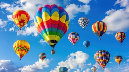 Obraz premium Colorful Hot Air Balloons in a Festival Setting