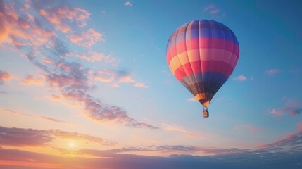 Obraz premium Colorful Hot Air Balloon Against Sunset Sky