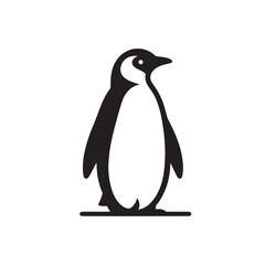 Simple black and white silhouette of a penguin standing upright.