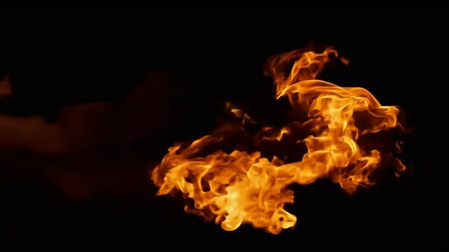 video of tongue of flame that ignites from nothing and then goes out and  dark smoke creating intense visual captured 4K 