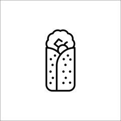 Burrito icon. Simple illustration of a Mexican burrito wrapped in a tortilla with filling. Perfect for use in food-related designs, menus, and packaging. Vector illustration