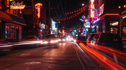Night City Street Long Exposure Shot
