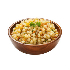 sabudana khichdi on a wooden bowl indian food transparent background