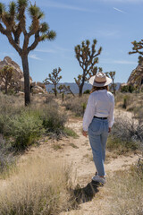 Woman exploring Joshua Tree, National park in California