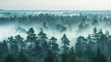 Misty Landscape with Forest and Fog Effects