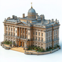 Obraz premium Classic British government building with dome and columns