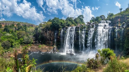 Panoramic View of a Stunning Waterfall Landscape