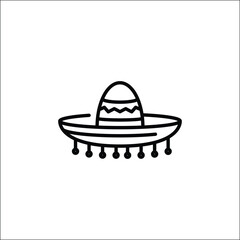 Sombrero icon. Simple outline of a traditional Mexican hat. Ideal for use in web design, apps, and social media related to cultural celebrations, festivals, or travel. Vector illustration