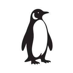 Obraz premium A simple black and white silhouette of a penguin.