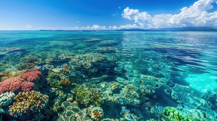 Fototapeta premium Stunning Panoramic View of Clear Reef Waters