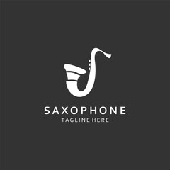 Saxophone music logo design simple modern and minimalist illustration